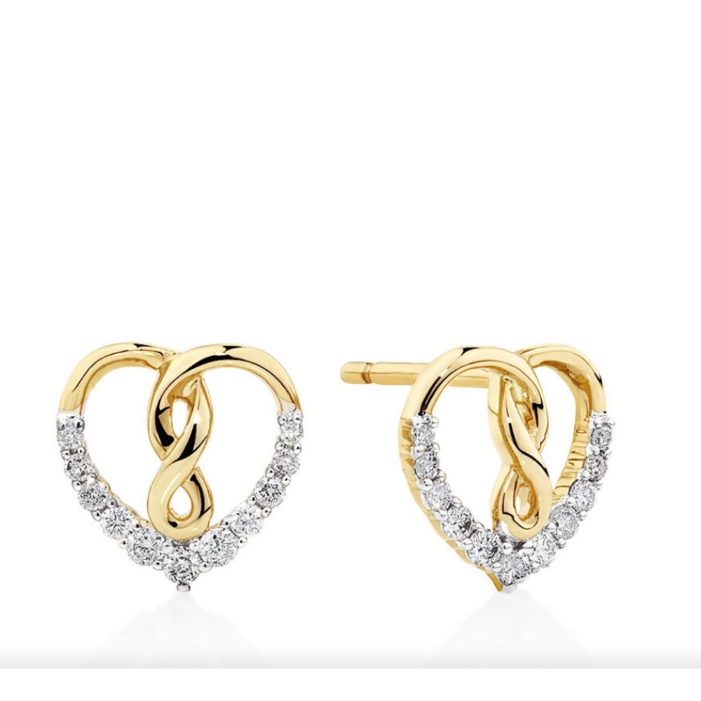 Heart Infinity Earrings - 0.20 Carat TW Of Diamonds In 10kt Yellow Gold